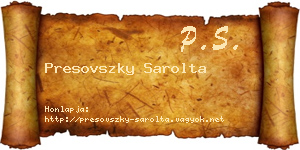 Presovszky Sarolta névjegykártya